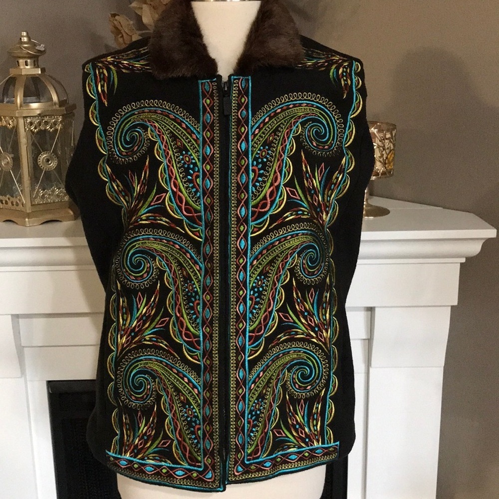 Bob Mackie Wearable Art Embroidered Fleece…